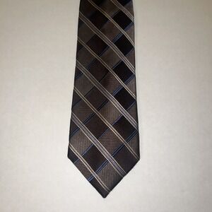 MICHAEL KORS 100% Silk Brown Blue Beige Plaid Mens Tie 3.25in Classic 58"